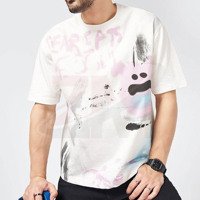 T-shirt graphique surdimensionné pour hommes, Streetwear, imprimé Graffiti abstrait, en coton, décontracté, à manches courtes, nouvelle collection en solde
