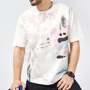 T-shirt graphique surdimensionné pour hommes, Streetwear, imprimé Graffiti abstrait, en coton, décontracté, à manches courtes, nouvelle collection en solde - Product Image 4