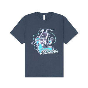 T-shirt décontracté pour homme à manches courtes, col rond, coupe ample, imprimé pieuvre monstre marin, logo imprimé en relief, polyester/coton, grandes tailles - Product Image 1