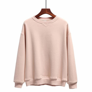 Sweat-shirt à col rond pour femme, couleur unie, 100% coton, tricoté, manches longues, décontracté, vêtements d'automne - Product Image 2