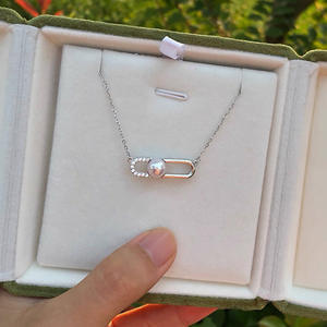 สร้อยคอเงินแท้สไตล์ญี่ปุ่น AKOYA พร้อมจี้มุกและโซ่คล้องไหปลาร้าแบบคลิปหนีบกระดาษ ขายส่งจากบริษัท Zhuji - Product Image 4