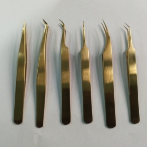<b>Titanium</b> Gold High Quality Durable 10mm Smooth Tip Stainless Steel Eyebrow Tweezers Customizable Packaging & Logo - Product Image 6