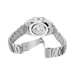 Reloj mecánico unisex de acero inoxidable, caja redonda de 41 mm, esfera analógica, cristal de zafiro, cierre plegable, resistente al agua - Product Image 5