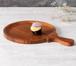 Grande assiette ronde en bois d'acacia pour pizza, pain, fromage, cuisine, table à manger - Product Image 5