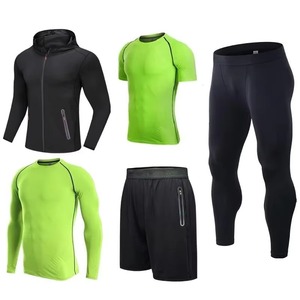 Ensemble de vêtements de sport pour hommes, t-shirt de compression, short, taille plus, entraînement, fitness, course à pied, gym - Product Image 4