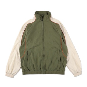 Men's Olive Green Color Blocking Tracksuit Set <b>Zip</b>-<b>Up</b> <b>Jacket</b> With Pockets And Matching Pants Sporty Style Autumn Wear - Product Image 4