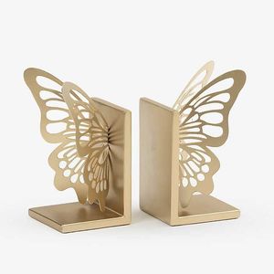 Juego de 2 sujetalibros de metal con diseño de mariposa dorada, decorativos para estantería, hogar u oficina. - Product Image 2