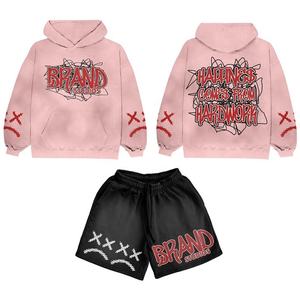 Nouveaux sweats à capuche et ensembles courts de qualité supérieure, streetwear, mode d'hiver, logo de marque personnalisé brodé, lavage à l'acide, chemise pour homme - Product Image 5