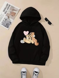 KCVR Cartoon <b>Bear</b> Print Women's Hoodie Autumn/Winter/Spring/Summer Casual Sporty Pattern Front Logo <b>Cute</b> Design - Product Image 3