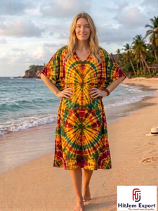 Printed Women <b>Kaftan</b> Dress Lightweight Comfortable Beach Wear Loose Fit Elegant <b>Summer</b> Style Custom Bulk Manufacturing Supply - Product Image 4