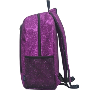 Cheerleading Backpack Custom Purple Glitter Sparkle Black Trim Silver Zipper Mesh <b>Pocket</b> Squad OEM - Product Image 3
