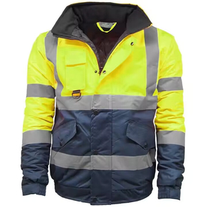 Veste de sécurité réfléchissante à haute visibilité, à capuche, en toile imperméable et respirante pour hommes, avec logo avant pour la vision nocturne - Product Image 4