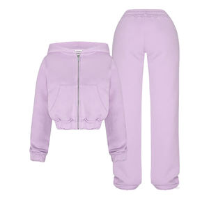 ชุดวอร์มเอวต่ำมีซิปรูดแบบลำลองสำหรับผู้หญิงชุดวอร์มทรงหลวมปักโลโก้ผ้าเทอร์รี่ผ้าปักลายสำหรับฤดูหนาว - Product Image 2