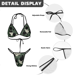 Ensemble de bikini personnalisé pour femme à imprimé camouflage, maillot de bain triangle dos nu, string échancré - Product Image 4