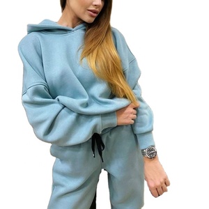 Sudadera con capucha corta impermeable para mujer, conjunto de chándal liso de 300 g, abrigo de streetwear, envío DHL de fábrica - Product Image 1