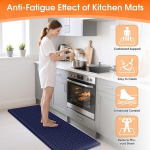2pcs Kitchen Rugs Anti-Fatigue Cushioned Kitchen Mats Non-Slip Standing <b>Desk</b> Mat Waterproof Kitchen Flooring - Product Image 3