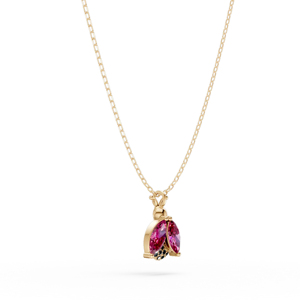 Cute Insect Pendant <b>Necklace</b> With Pink Zircon Stones 18K Gold Plated Link Chain For Women Everyday Wear - Product Image 3