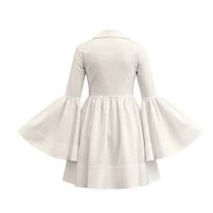 Vestido de Popelina Blanco para Mujer, con Botones, Manga Larga, Corte Campana, Elegante, Casual, Estilo Boutique - Product Image 2