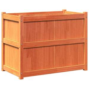 Jardinière en bois de pin massif, brun ciré, 35,4"x19,7"x27,6" pour pots de fleurs et jardinières - Product Image 2