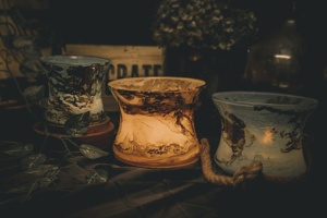 Custom Latest Multi-colored Marbleized High-Quality Handmade Decorative Multi-purpose <b>Large</b> Square Petal Candle Glass <b>Jar</b> Vessel - Product Image 4