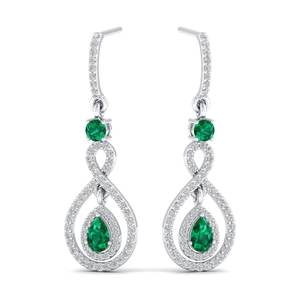 Boucles d'oreilles pendantes REYES exquises en argent sterling 925 avec moissanite VVS, émeraude de haute qualité, bijoux fins et précieux - Product Image 5