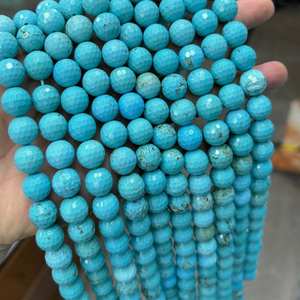 Perles facettées bleu turquoise, pierres précieuses rondes naturelles, perles en vrac pour la création de bijoux et les travaux manuels DIY - Product Image 6