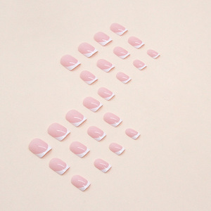 Ongles à presser personnalisés en ABS français, forme amande, couvrance totale, pré-dessinés, rose doux, courts, pour filles, 24 pièces, avec colle - Product Image 3