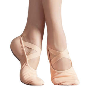 Zapatillas de ballet de lona suave para práctica, diseño transpirable, parte superior elástica, perfectas para mujeres, niñas y profesionales. - Product Image 1