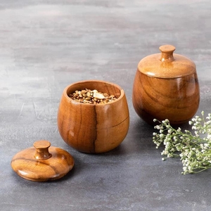 Tarro de Almacenamiento de Madera Natural Hecho a Mano, Hermético, Apto para Lavavajillas, de Gran Capacidad, con Tapa, Recipiente de Cocina, Tarros Decorativos para Especias y Dulces - Product Image 1