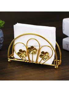 Glam Metal Napkin Holder Gold Finish Shell Design Free Standing <b>Tissue</b> Box Stand for kitchen and Home Decor - Product Image 5