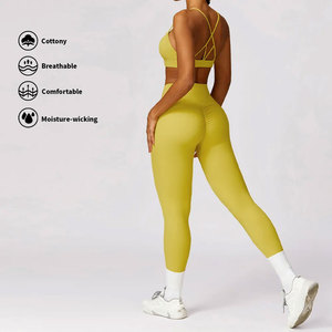 Ensemble de vêtements de yoga écologiques de qualité supérieure, 2 pièces, haut de sport à manches longues, tenue de sport, taille plus, ensembles de vêtements de yoga et de sport - Product Image 3