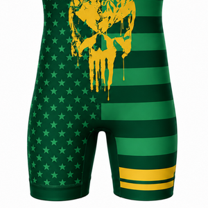 <b>Men</b> Green Yellow Sublimated <b>Wrestling</b> <b>Singlet</b> Polyester Athletic Sports Uniform Sleeveless Competition Training Match Wear - Product Image 6