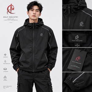 Lightweight Winter <b>Windbreaker</b> Jacket Men Waterproof Reversible <b>Beach</b> Running Custom 2026 Factory Hooded Canvas Breathable Front - Product Image 6