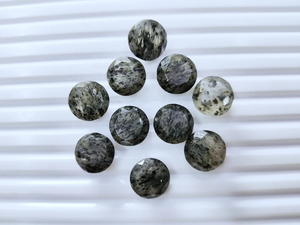 Cuarzo rutilado negro facetado con puntos, piedra preciosa redonda de 12*12 mm, 100% NATURAL, para la fabricación de joyería a precio de mayorista. - Product Image 3