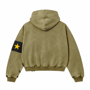Sweat-shirt à capuche vert olive pour homme, style oversize, manches décontractées, vêtement d'automne, 100% coton French Terry 350g, imprimé en sérigraphie - Product Image 2