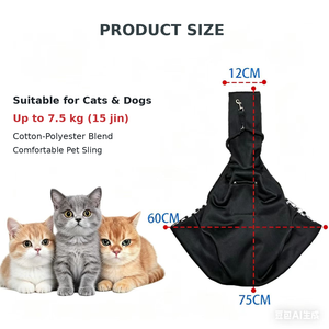 Porte-bébé pour animaux de compagnie pour chats et petits chiens, sangle d'épaule réglable, mains libres, sac de voyage pour chiot en coton mélangé avec clip de sécurité - Product Image 4