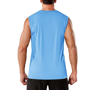 Custom Men Sleeveless Vest Pure Cotton High Street Retro Loose Shoulder Casual T Shirt Top - Product Image 4