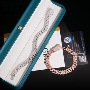 Conjunto de Cadena Cubana de Moissanita Bicolor de Lujo, Joyería Hip Hop con Incrustaciones, Collar de Oro Rosa y Plata, Banti Jewels Sterling - Product Image 4