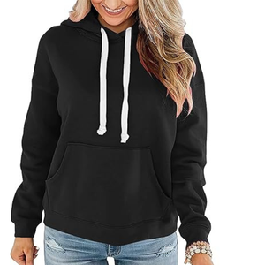 Sweat-shirt à capuche unisexe noir, coupe classique, en molleton de coton, décontracté, pour l'automne, avec poches, tricoté, couleur unie, coupe oversize - Product Image 6