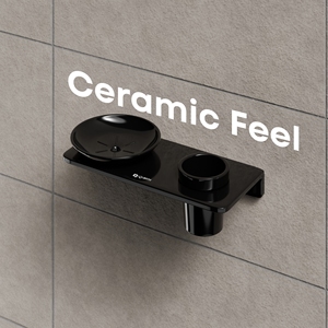 Double Large Square Soap <b>Dish</b> with Holder Wall Mounted Dual Layer Bathroom Soap Tray <b>Glass</b> and Metal Rack Heavy Duty Hardware - Product Image 3