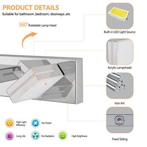 Modern Chrome LED 7-<b>Light</b> <b>Vanity</b> Wall Sconce Sleek Minimalist Bathroom <b>Mirror</b> Design Energy-Efficient Easy Install - Product Image 6