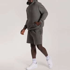 Conjunto de Sudadera con Capucha y Pantalones Cortos Unisex, 100% Algodón, con Logotipo Personalizado, Dos Piezas, para Hombre y Mujer, OEM ODM, Ropa Casual Urbana - Product Image 3