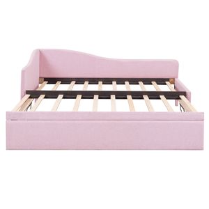 Divano letto a L imbottito rosa, misura Twin, con letto estraibile a scomparsa - Product Image 5