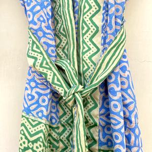 Bata de baño Vintage de alta calidad para mujer, estampado Floral, cuello en V, cremallera, manga completa en tela de algodón - Product Image 1