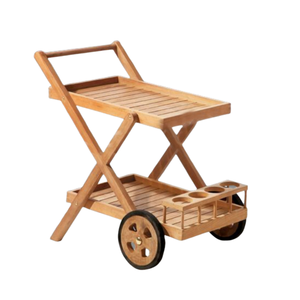 Chariot de livraison de repas en promotion, style moderne et épuré, idéal pour les hôtels, fabriqué en bois de teck écologique - Product Image 3
