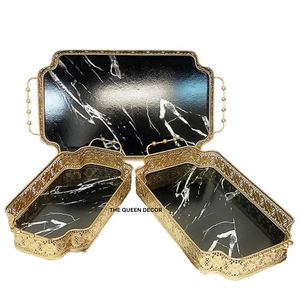 High End Quality Metallic Serving Tray Durable <b>Frame</b> Luxury Classic Designer Makes It Great for Party and Wedding - Product Image 6