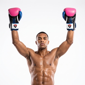 Gants de boxe en cuir rose, bleu et noir Dumela 16 oz, équipement d'entraînement professionnel avec logo - Product Image 5