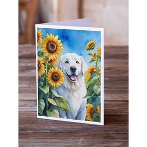 Whimsical Kuvasz in Sunflowers A7 Tamaño 5x7 Tarjetas de felicitación en blanco Paquete de 8 con sobres para notas y mensajes - Product Image 2