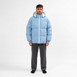 Chaqueta Acolchada con Capucha Amarilla para Hombre, con Ribete de Piel Personalizable en la Parte Delantera, Transpirable, Resistente al Viento, Abrigo de Invierno Informal, Corte Holgado, Forro Polar de Poliéster - Product Image 1