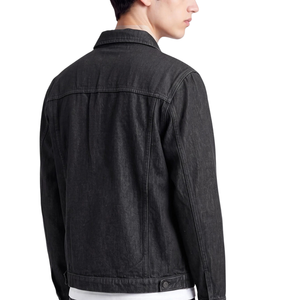 Veste en jean vintage noire délavée pour homme, vêtement de travail, boutonnée, en coton mi-lourd, motif uni, pour l'hiver, taille 4XL - Product Image 2